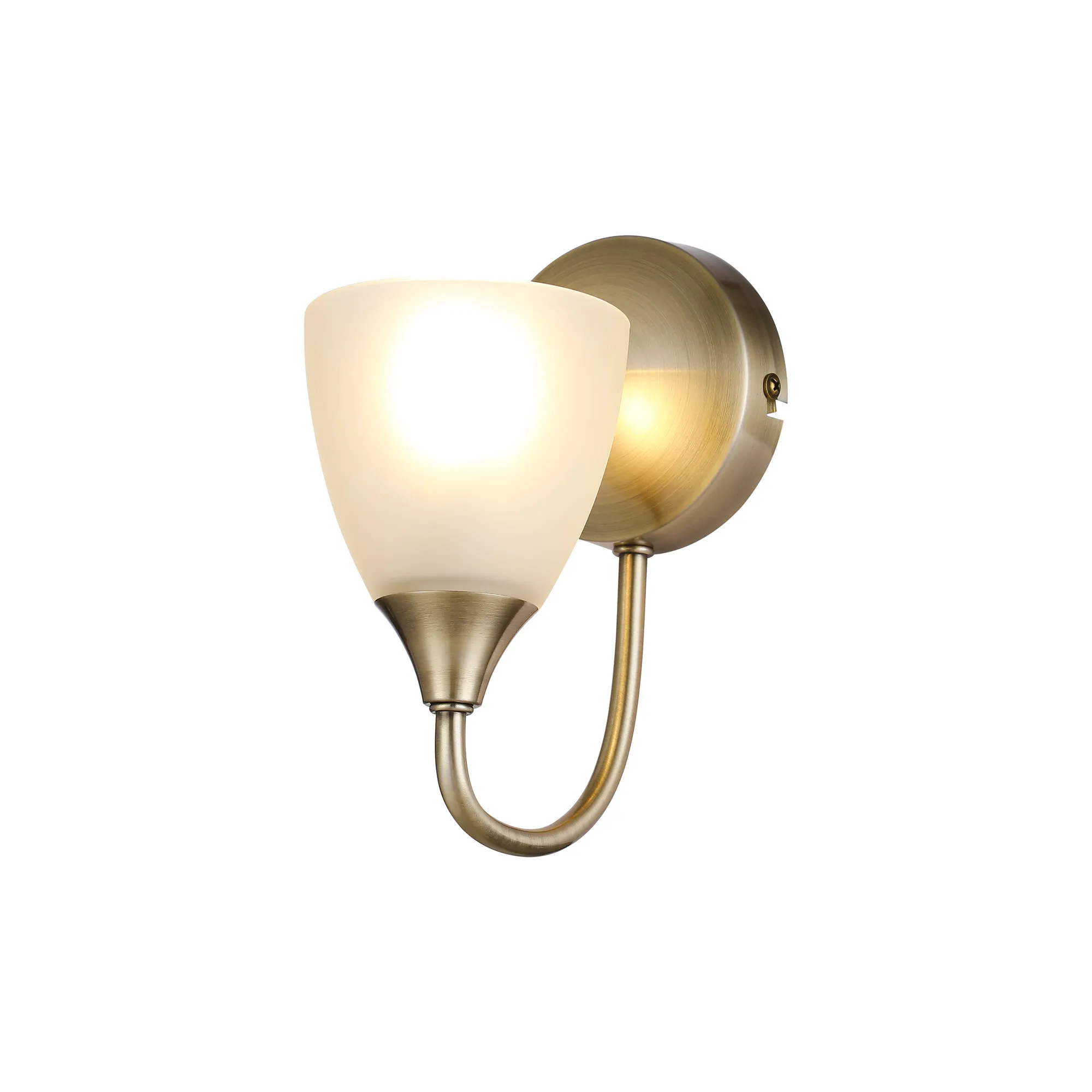 D0748  Cooper Wall Lamp 1 Light Antique Brass; Opal Glass